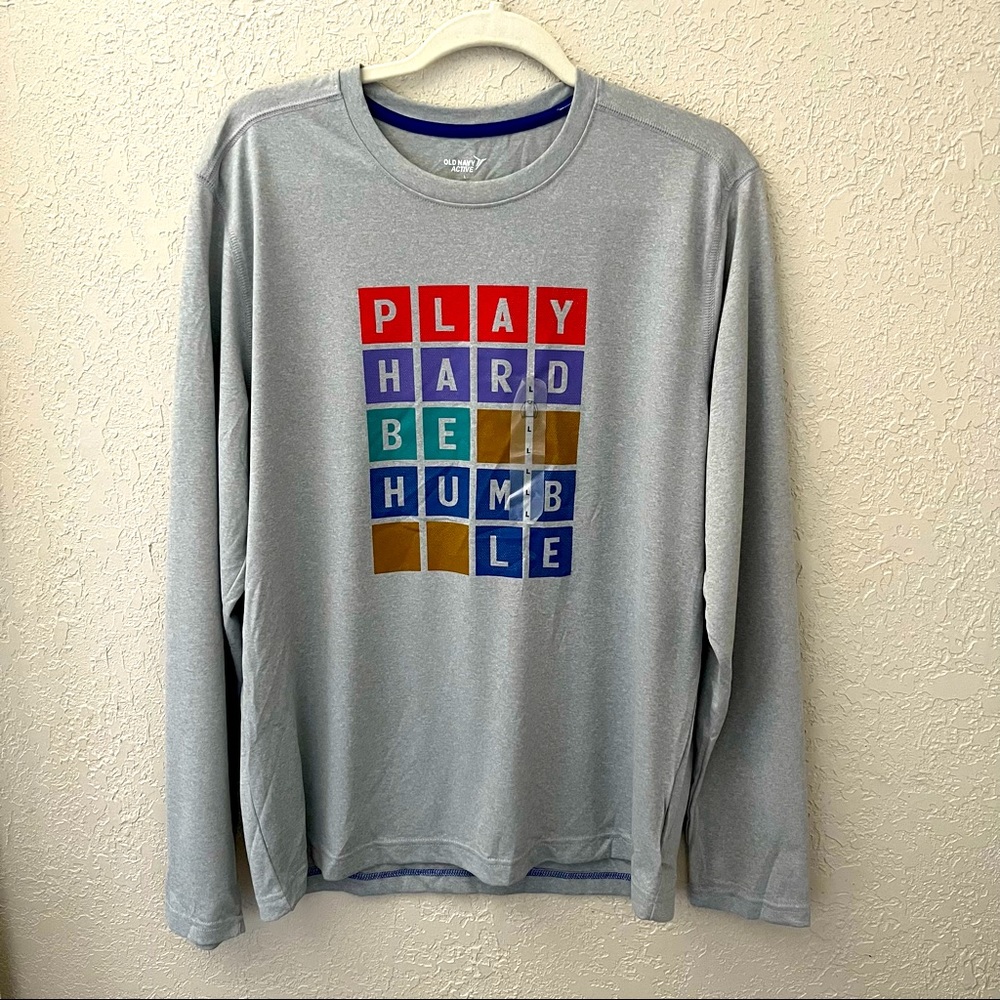 Old Navy men’s activewear long sleeve shirt, various sizes, grey